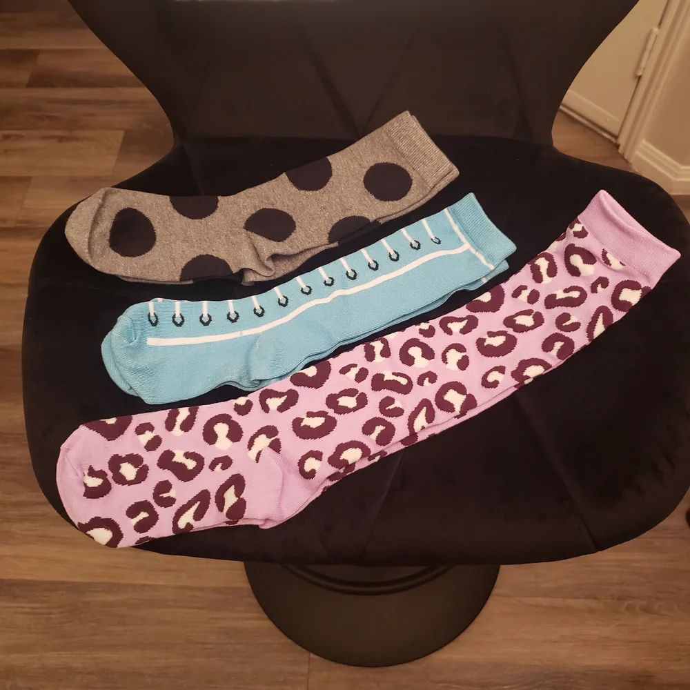 Stylish Girls Sock Trio - Gray, Blue, and Purple